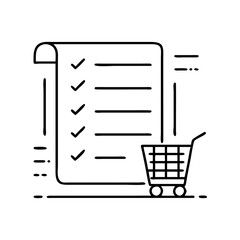 shopping list icon, shopping list line art - simple line art of shopping list, perfect for shopping list logos and icons