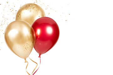 red gold festive balloons isolated on white background PNG