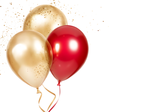 red gold festive balloons isolated on white background PNG