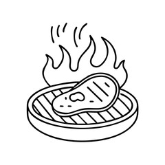 sizzling steak icon, sizzling steak line art - simple line art of sizzling steak, perfect for sizzling steak logos and icons