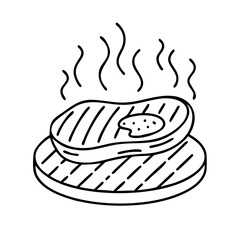 sizzling steak icon, sizzling steak line art - simple line art of sizzling steak, perfect for sizzling steak logos and icons