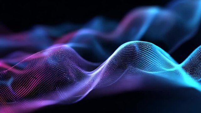 Looped Abstract Tech Wave Puple And Blue, Glitchless Light Flow