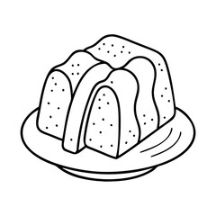 slice of pound cake icon, slice of pound cake line art - simple line art of slice of pound cake, perfect for slice of pound cake logos and icons