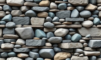 Seamless stone wall texture with varied shapes and natural colors