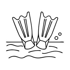snorkeling fins in the sand icon, snorkeling fins in the sand line art - simple line art of snorkeling fins in the sand, perfect for snorkeling fins in the sand logos and icons