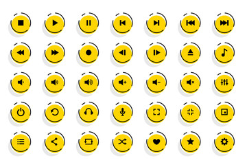 flat style audio player button sign design