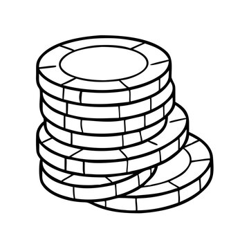 stack of poker chips icon, stack of poker chips line art - simple line art of stack of poker chips, perfect for stack of poker chips logos and icons