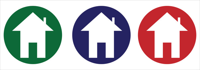 Web home icon for apps and websites, House icon, Home sign in circle or Main page icon