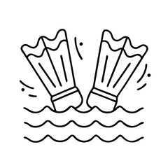 swim fins splashing icon, swim fins splashing line art - simple line art of swim fins splashing, perfect for swim fins splashing logos and icons