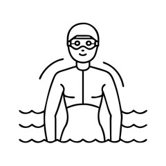 swimmer in wetsuit icon, swimmer in wetsuit line art - simple line art of swimmer in wetsuit, perfect for swimmer in wetsuit logos and icons