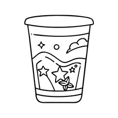themed souvenir cup icon, themed souvenir cup line art - simple line art of themed souvenir cup, perfect for themed souvenir cup logos and icons