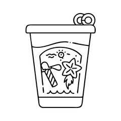 themed souvenir cup icon, themed souvenir cup line art - simple line art of themed souvenir cup, perfect for themed souvenir cup logos and icons