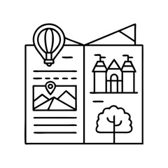 theme park brochure icon, theme park brochure line art - simple line art of theme park brochure, perfect for theme park brochure logos and icons