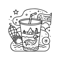 themed souvenir cup icon, themed souvenir cup line art - simple line art of themed souvenir cup, perfect for themed souvenir cup logos and icons