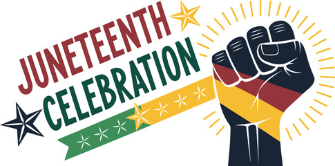 Juneteenth Banner Featuring Woman with Afro Hair