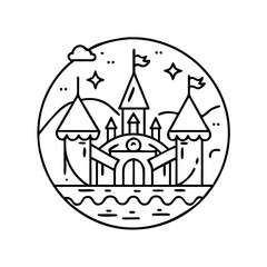 theme park logo icon, theme park logo line art - simple line art of theme park logo, perfect for theme park logo logos and icons