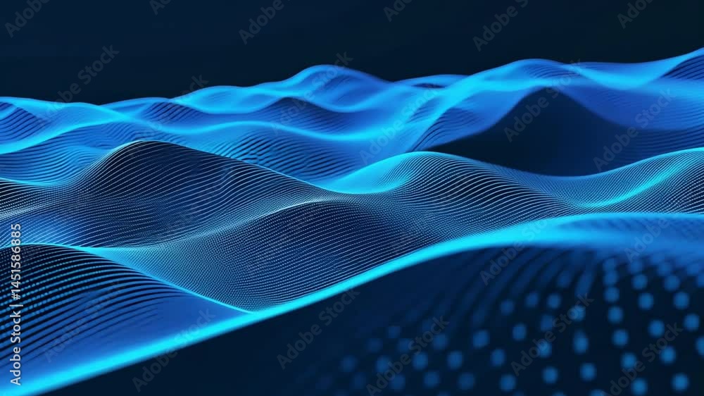 Poster mesmerizing abstract waves smooth flowing design pattern in blue technology background showcasing di