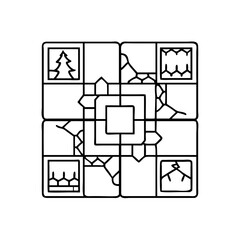 tile based game e g carcassonne icon, tile based game e g carcassonne line art - simple line art of tile based game e g carcassonne, perfect for tile based game e g carcassonne logos and icons