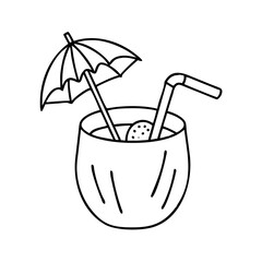 tropical drink with umbrella icon, tropical drink with umbrella line art - simple line art of tropical drink with umbrella, perfect for tropical drink with umbrella logos and icons