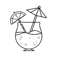 tropical drink with umbrella icon, tropical drink with umbrella line art - simple line art of tropical drink with umbrella, perfect for tropical drink with umbrella logos and icons