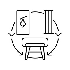 upcycled furniture project icon, upcycled furniture project line art - simple line art of upcycled furniture project, perfect for upcycled furniture project logos and icons