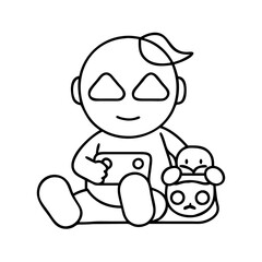 video game character icon, video game character line art - simple line art of video game character, perfect for video game character logos and icons