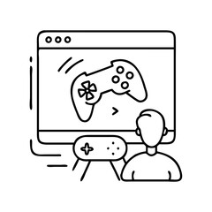 video game stream viewer icon, video game stream viewer line art - simple line art of video game stream viewer, perfect for video game stream viewer logos and icons