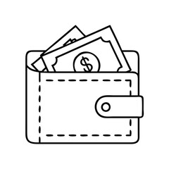 wallet with cash icon, wallet with cash line art - simple line art of wallet with cash, perfect for wallet with cash logos and icons