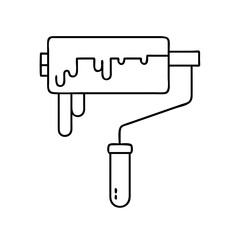 wall paint roller icon, wall paint roller line art - simple line art of wall paint roller, perfect for wall paint roller logos and icons