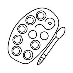 watercolor paint palette icon, watercolor paint palette line art - simple line art of watercolor paint palette, perfect for watercolor paint palette logos and icons