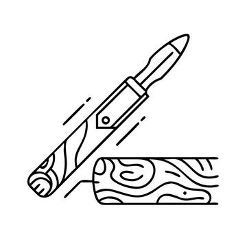 black line art wood carving knife clip art preview