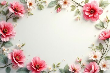 Fototapeta premium Repetitive floral motif on wallpaper, delicate and subtle, design, botanical, background