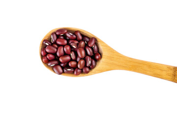 Fototapeta premium wooden spoon with red azuki beans isolated on white background PNG