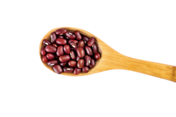 wooden spoon with red azuki beans isolated on white background PNG