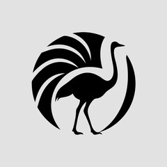 Fototapeta premium Clean black ostrich silhouette vector for wildlife logos or prints.