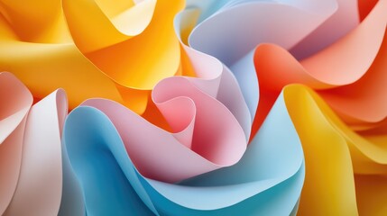 Colorful paper folds in swirling abstract design