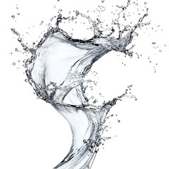 Dynamic and twisted water splash captured in high detail against a plain background, showcasing fluid movement, Twisted water splash isolated