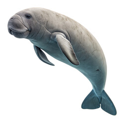 Naklejka premium Gentle Sea Cow: The image captures the serene beauty of a sea cow gracefully gliding, a symbol of tranquility in its ocean habitat.