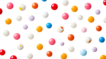 Colorful candy balls falling on black background
