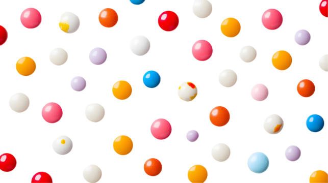 Colorful candy balls falling on black background