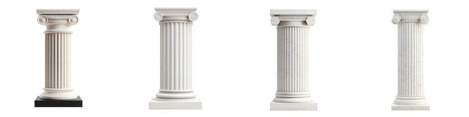 Classic white columns in an architectural display
