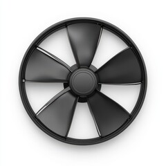 Naklejka premium Black Circular Fan with Six Blades on White Background