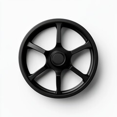 Black Five Spoke Wheel Rim on White Background