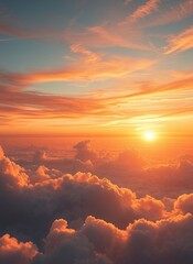 Naklejka premium Serene Sunset Above Cotton Candy Clouds