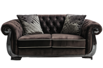 Elegant Dark Brown Sofa with Decorative Pillows