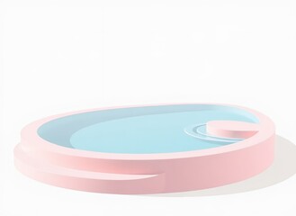 Stylish Pink and Blue Swimming Pool Set Against a Light Background