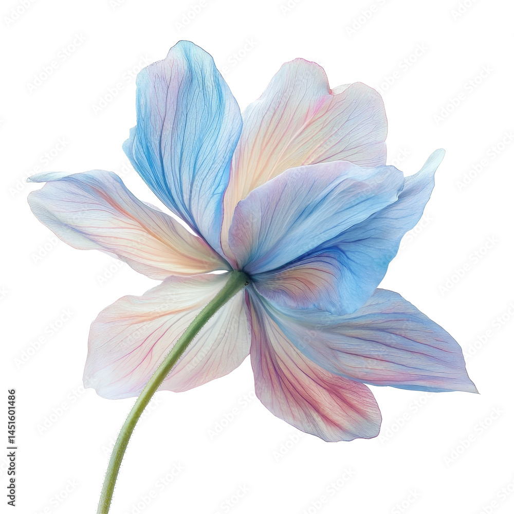 Poster a beautiful flower displays an array of soft pastel colors against a clean transparent background, a
