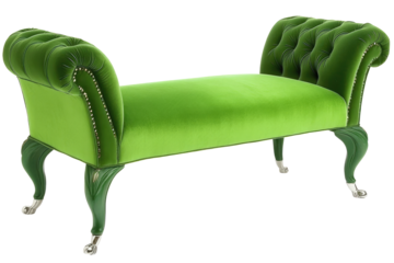 Luxurious lime green bench with tufted upholstery