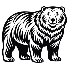 Bear silhouette vector illustration, Cute Bear Vector Illustration with White Background