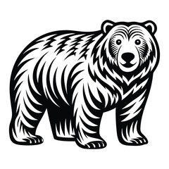 Bear silhouette vector illustration, Cute Bear Vector Illustration with White Background